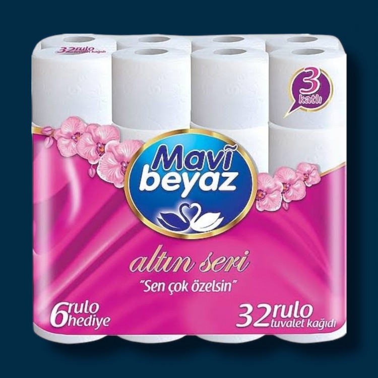 ___ TK 32 RULO*3 MAVİ BEYAZ ALTIN SERİ TUVALET KAĞIDI