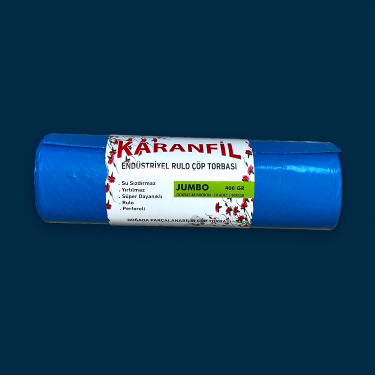ÇP JUMBO 80*110 400 GR MAVİ 1KL 20 RL KARANFİL ÇÖP POŞETİ