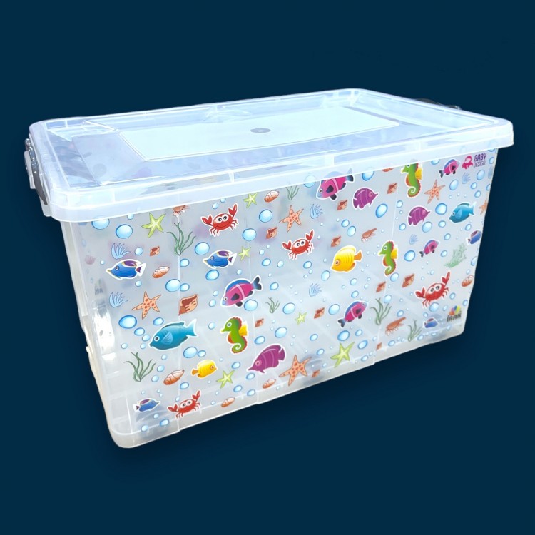 SAKLAMA KABI HIDE BOX 50 LT TEKERLEKLİ DESENLİ ŞEFFAF 1KL 6